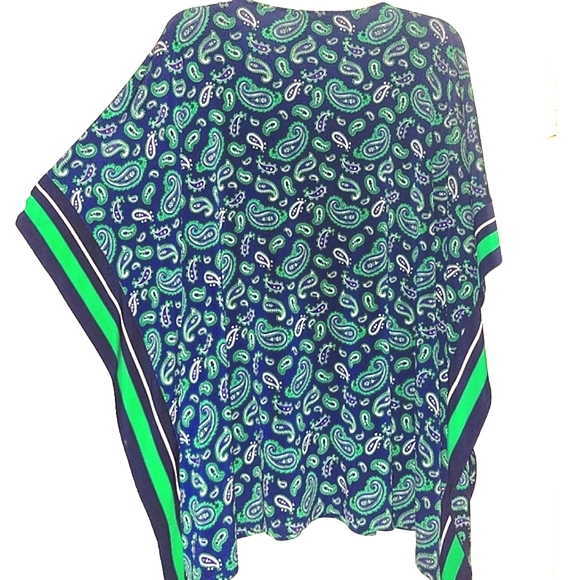 MICHAEL by Michael Kors Flutter Wing Tunic Criss Cross V Neck w Gold MKs L/XL - Picture 2 of 5